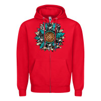 Red cowhide leopard serape gemstone  sunflower Zipper Hoodie - Artiststas