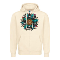 Sandshell cowhide leopard serape gemstone  sunflower Zipper Hoodie - Artiststas