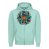 Seafoam cowhide leopard serape gemstone  sunflower Zipper Hoodie - Artiststas
