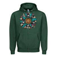 Sports Green cowhide leopard serape gemstone  sunflower Zipper Hoodie - Artiststas