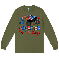Army Green all american boy  monsterr truck Long Sleeve Tee - AdoDesignShop