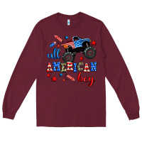 Burgundy all american boy  monsterr truck Long Sleeve Tee - AdoDesignShop