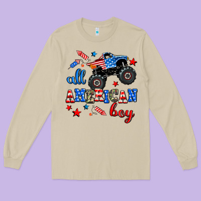 All American Boy  Monsterr Truck Long Sleeve Tee Designed By Adodesignshop