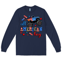 Navy all american boy  monsterr truck Long Sleeve Tee - AdoDesignShop