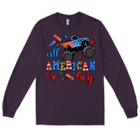 Plum all american boy  monsterr truck Long Sleeve Tee - AdoDesignShop