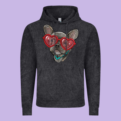 Vintage Hoodie french bulldog with love glasses
