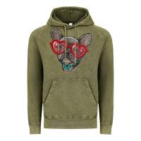 Vintage Olive french bulldog with love glasses Vintage Hoodie - RanaPortraitStore