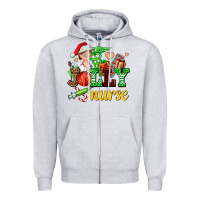 Heather Grey jolly nurse with Christmas element Zipper Hoodie - AdoDesignShop