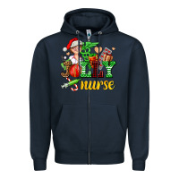 Navy jolly nurse with Christmas element Zipper Hoodie - AdoDesignShop