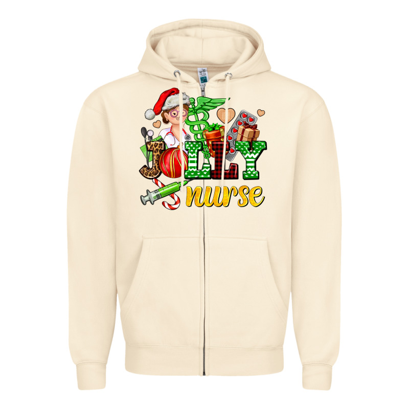 Jolly Nurse With Christmas Element Zipper Hoodie by AdoDesignShop | Teevron