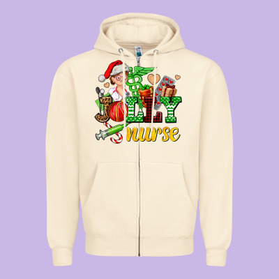 Jolly Nurse With Christmas Element Zipper Hoodie Designed By Adodesignshop