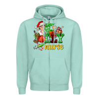 Seafoam jolly nurse with Christmas element Zipper Hoodie - AdoDesignShop