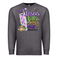 Charcoal Heather mardi gras jesus fills my cup Premium Sweatshirt - MaliasSmallBusiness