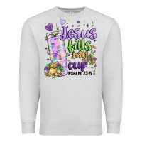 Dove Grey mardi gras jesus fills my cup Premium Sweatshirt - MaliasSmallBusiness