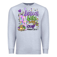Heather Grey mardi gras jesus fills my cup Premium Sweatshirt - MaliasSmallBusiness