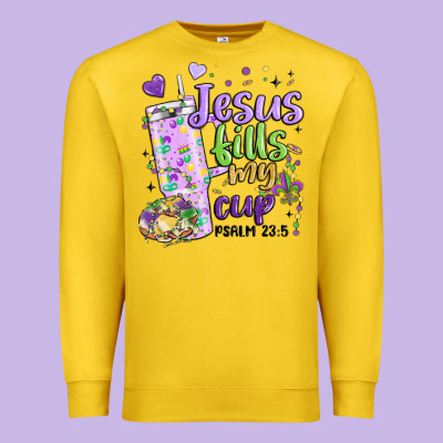 Mardi Gras Jesus Fills My Cup Premium Sweatshirt Designed By Maliassmallbusiness