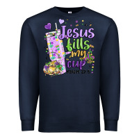 Navy mardi gras jesus fills my cup Premium Sweatshirt - MaliasSmallBusiness