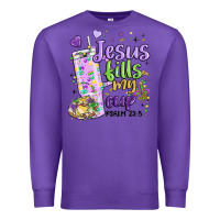 Purple mardi gras jesus fills my cup Premium Sweatshirt - MaliasSmallBusiness