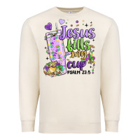 Sandshell mardi gras jesus fills my cup Premium Sweatshirt - MaliasSmallBusiness