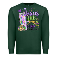 Sports Green mardi gras jesus fills my cup Premium Sweatshirt - MaliasSmallBusiness