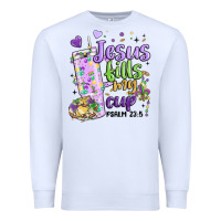 White mardi gras jesus fills my cup Premium Sweatshirt - MaliasSmallBusiness