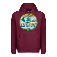 Burgundy Winter Gnomies Ornament Premium Hoodie - BundleAndBundleShop