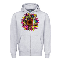 Heather Grey tie dye leopard sunflower Zipper Hoodie - Artiststas