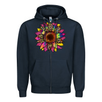 Navy tie dye leopard sunflower Zipper Hoodie - Artiststas