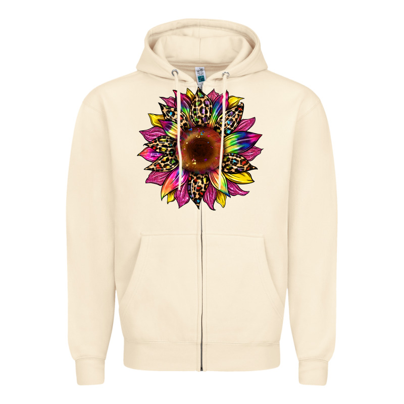 Tie Dye Leopard Sunflower Zipper Hoodie by Artiststas | Teevron