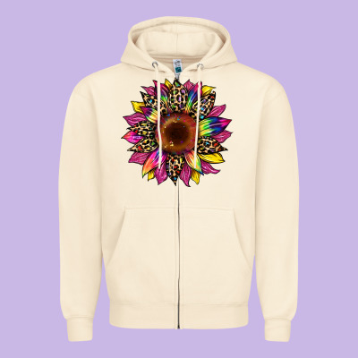 Tie Dye Leopard Sunflower Zipper Hoodie Designed By Artiststas