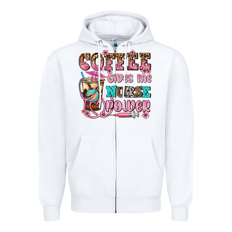 Coffee Gives Me Nurse Power Zipper Hoodie by AdoDesignShop | Teevron