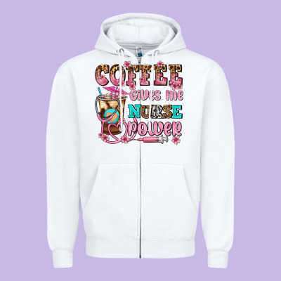 Coffee Gives Me Nurse Power Zipper Hoodie Designed By Adodesignshop