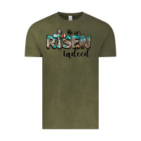 Vintage Olive he is risen indeed Vintage Tee - BarkalooDesign