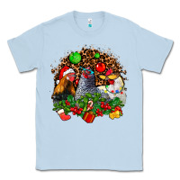 Dusty Blue Christmas party and chickens Classic Tee - AdoDesignShop