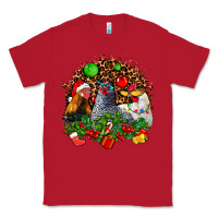 Red Christmas party and chickens Classic Tee - AdoDesignShop