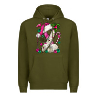 Army Green Pink Christmas Breast Cancer Ribbon Volleyball Premium Hoodie - BundleAndBundleShop