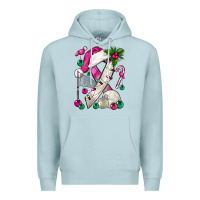 Blue Mist Pink Christmas Breast Cancer Ribbon Volleyball Premium Hoodie - BundleAndBundleShop