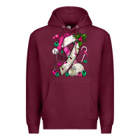Burgundy Pink Christmas Breast Cancer Ribbon Volleyball Premium Hoodie - BundleAndBundleShop