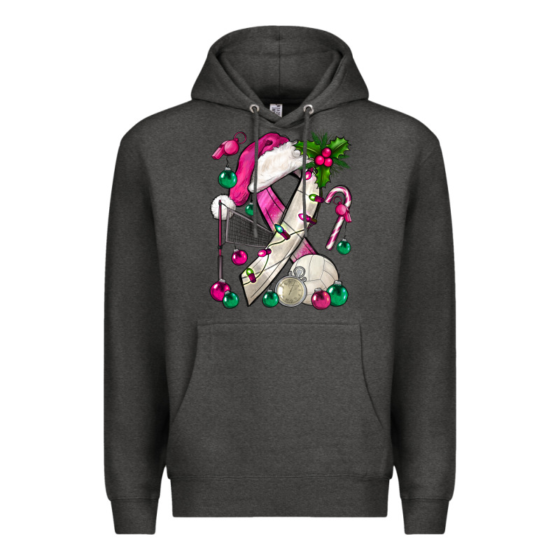 Pink Christmas Breast Cancer Ribbon Volleyball Premium Hoodie by BundleAndBundleShop | Teevron