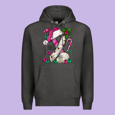 Pink Christmas Breast Cancer Ribbon Volleyball Premium Hoodie Designed By Bundleandbundleshop