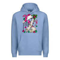 Colony Blue Pink Christmas Breast Cancer Ribbon Volleyball Premium Hoodie - BundleAndBundleShop