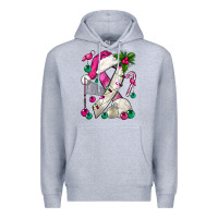 Heather Grey Pink Christmas Breast Cancer Ribbon Volleyball Premium Hoodie - BundleAndBundleShop