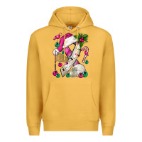 Mustard Pink Christmas Breast Cancer Ribbon Volleyball Premium Hoodie - BundleAndBundleShop
