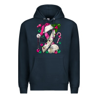 Navy Pink Christmas Breast Cancer Ribbon Volleyball Premium Hoodie - BundleAndBundleShop