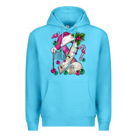 Ocean Blue Pink Christmas Breast Cancer Ribbon Volleyball Premium Hoodie - BundleAndBundleShop