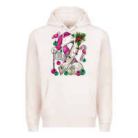 Pale Pink Pink Christmas Breast Cancer Ribbon Volleyball Premium Hoodie - BundleAndBundleShop