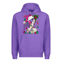 Purple Pink Christmas Breast Cancer Ribbon Volleyball Premium Hoodie - BundleAndBundleShop