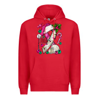 Red Pink Christmas Breast Cancer Ribbon Volleyball Premium Hoodie - BundleAndBundleShop