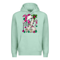 Seafoam Pink Christmas Breast Cancer Ribbon Volleyball Premium Hoodie - BundleAndBundleShop