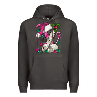 Smoke Pink Christmas Breast Cancer Ribbon Volleyball Premium Hoodie - BundleAndBundleShop